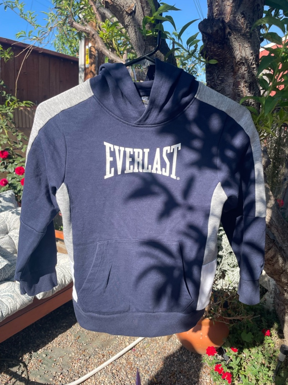 Everlast Navy and Gray Zip-Up Hooded Sweatshirt